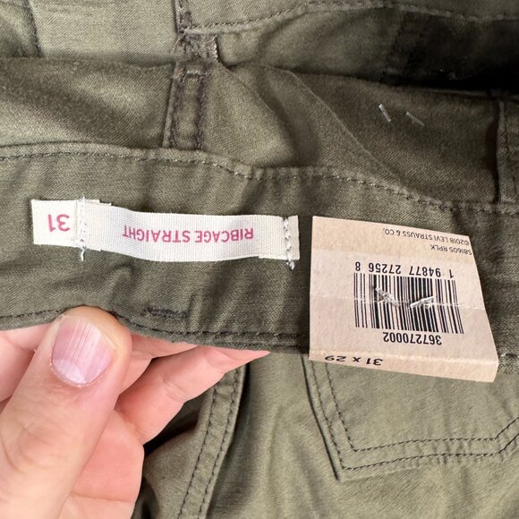 Levis Pants Womens 31 Khaki Green Ribcage Straight Utility Wide-Leg High Rise - Picture 12 of 15